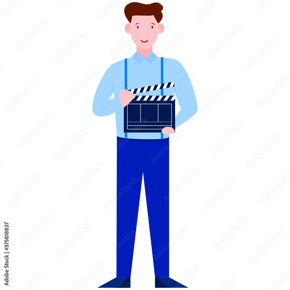 A professional filmmaker male avatar, film director illustration