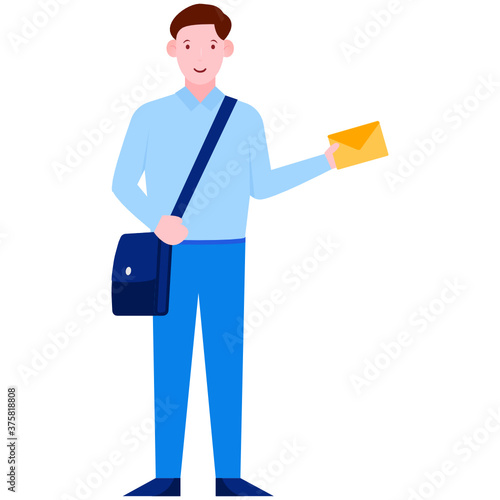 
A courier service boy, mailman illustration character 
