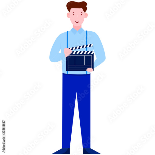 
A professional filmmaker male avatar, film director illustration 

