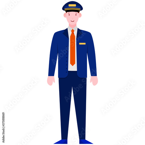 
A professional male avatar, train conductor illustration 
