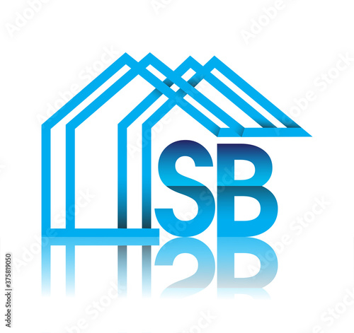 initial logo SB with house icon, business logo and property developer.
