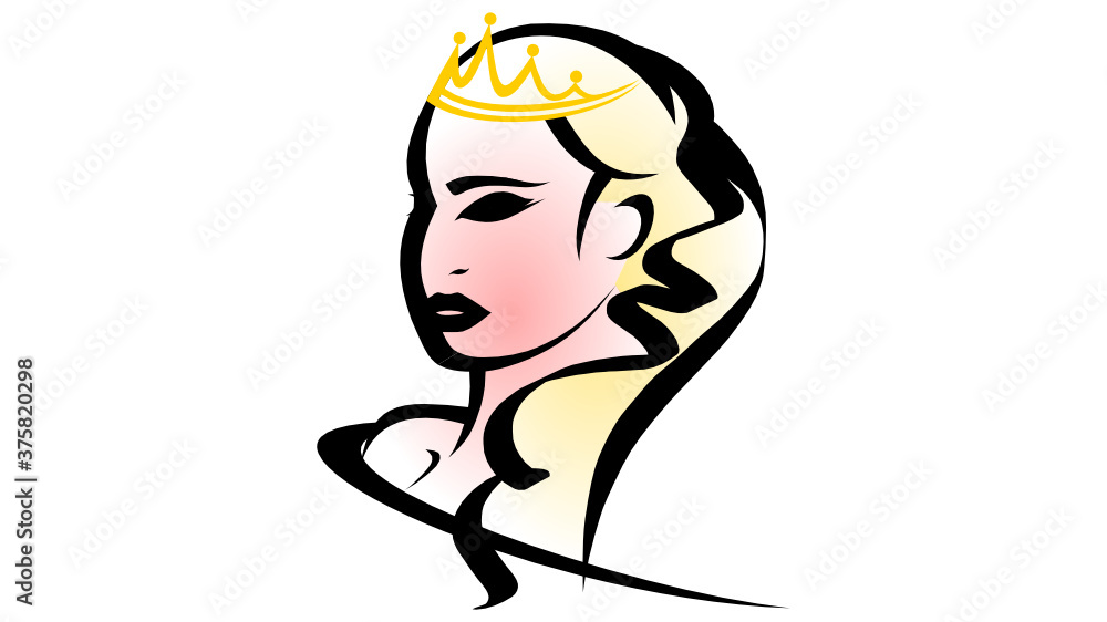 Wunderschöne Prinzessin mit einer goldenen Krone auf dem langen Haar.