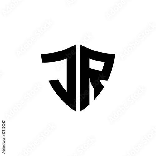 JR monogram logo with shield shape design template