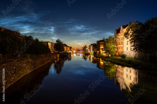 Noctilucent clouds above Opole old City.