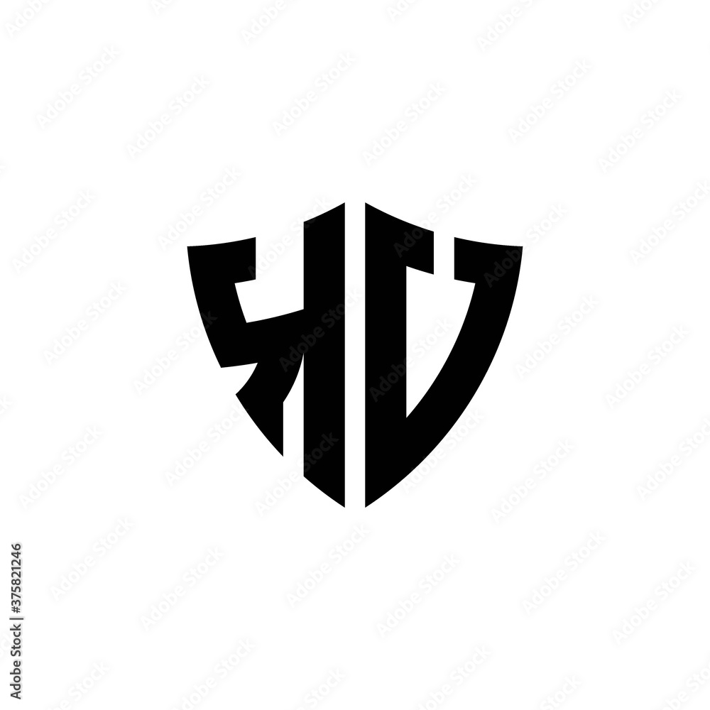KU monogram logo with shield shape design template KU monogram logo with shield shape design template