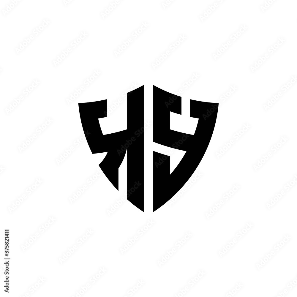 Obraz premium KY monogram logo with shield shape design template