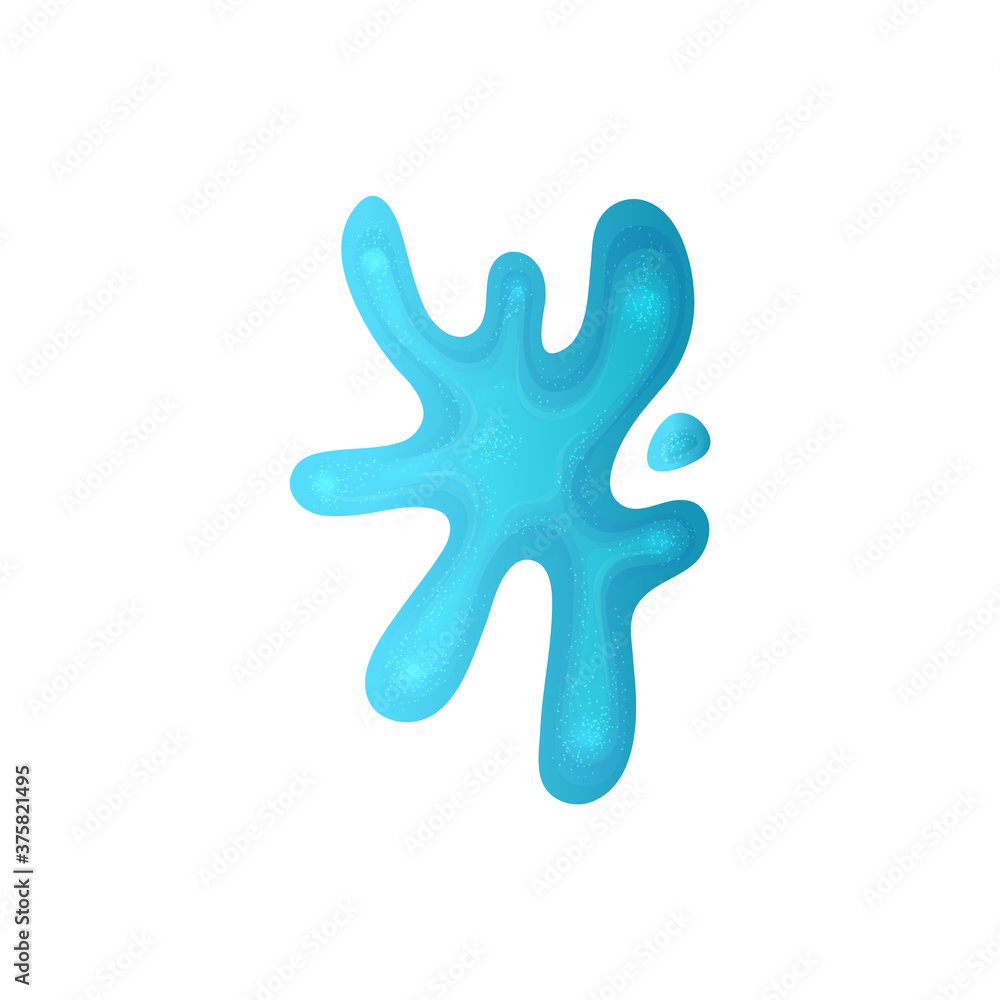 Blue sticky slime paint splash shape with shimmering sparkling texture