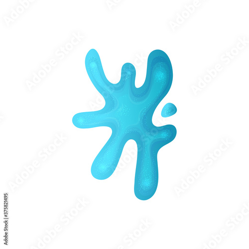 Blue sticky slime paint splash shape with shimmering sparkling texture