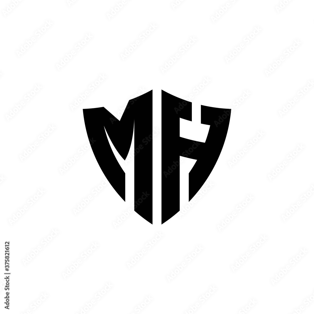Obraz premium MH monogram logo with shield shape design template