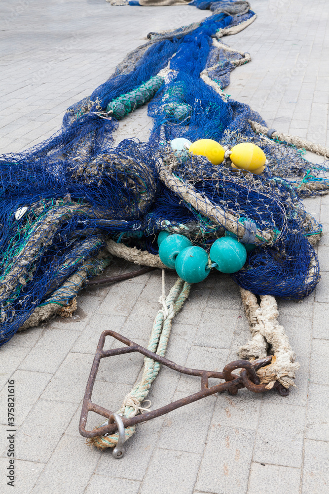 Fishing nets on shore in Port Andratx , Majorca Fishing nets on shore in Port Andratx , Majorca