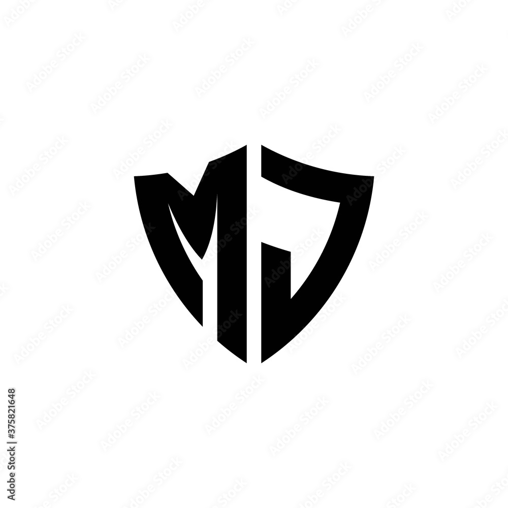MJ monogram logo with shield shape design template MJ monogram logo with shield shape design template
