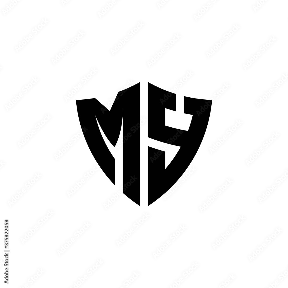 MY monogram logo with shield shape design template MY monogram logo with shield shape design template