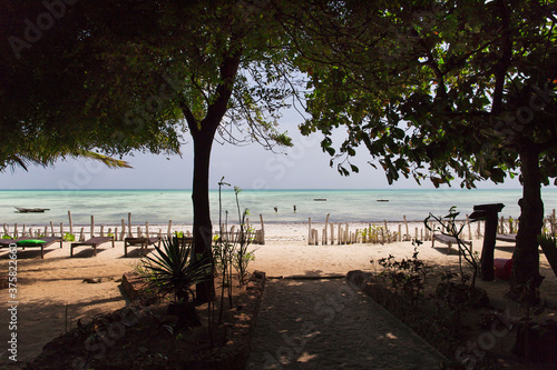 Beautiful beach in Zanzibar island Tanzania view from the resort