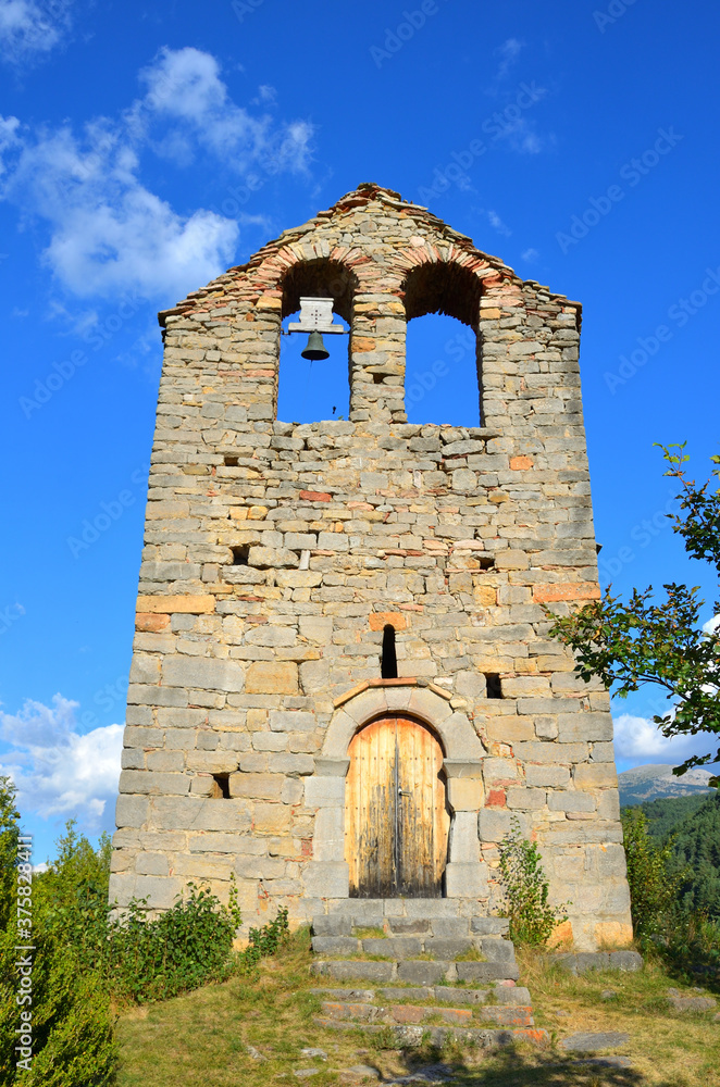Old Spanish Church Made of Stone with a Bell 