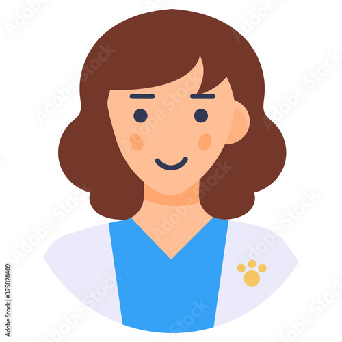 
An editable female vet vector style, animal specialist 
