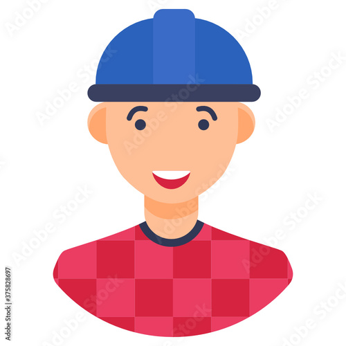 
Person who works with wood, carpenter in flat style 
