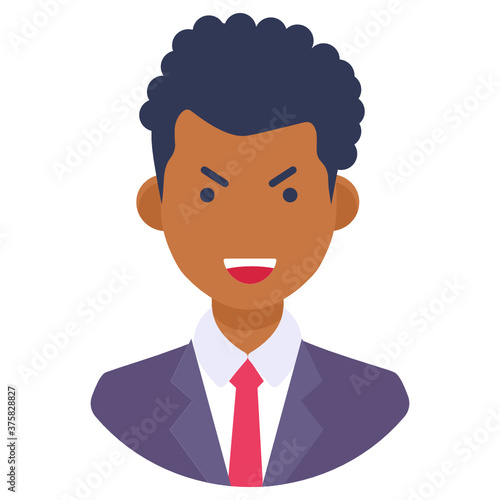 
Icon of an american man in trendy flat style, american nationality holder 
