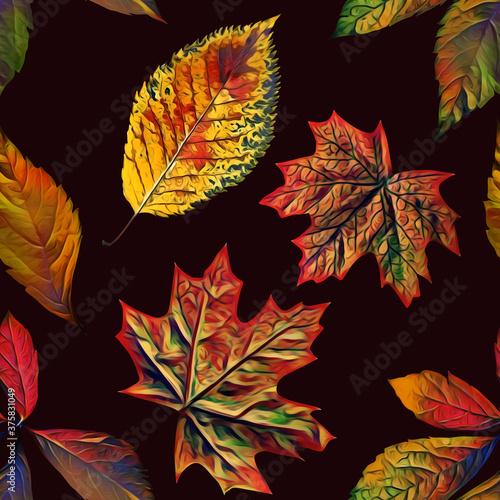 Leaves composition  seamless pattern.