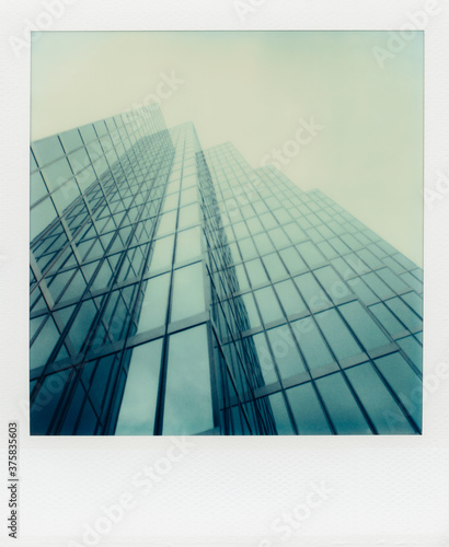 Exterior of modern office building (Polaroid SX-70 print) photo