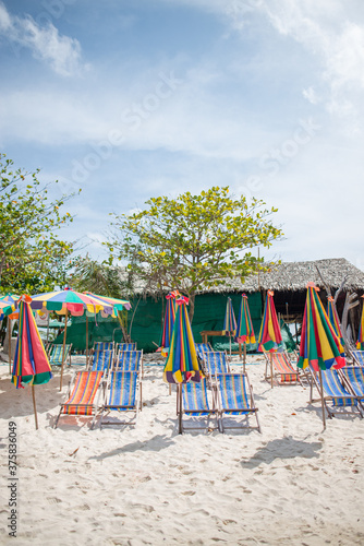 Wallpaper Mural Colorful Deckchairs And Parasols On The Tropical Beach Torontodigital.ca