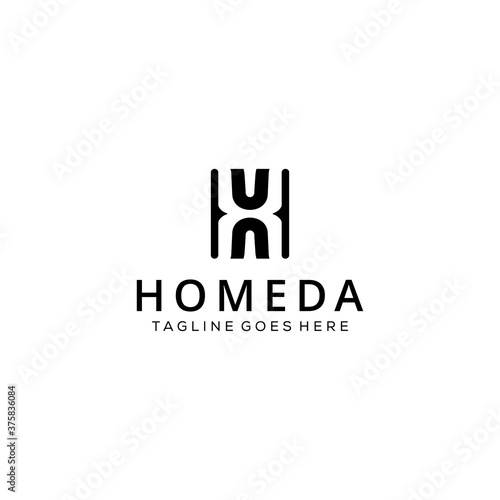 Illustration modern H monogram sign geometric logo design template