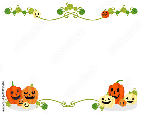 ハロウィンなカボチャとつるの装飾枠
