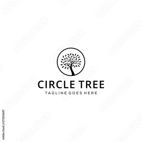 Fototapeta Naklejka Na Ścianę i Meble -  Illustration circle Tree nature logo sign silhouette vector logo template