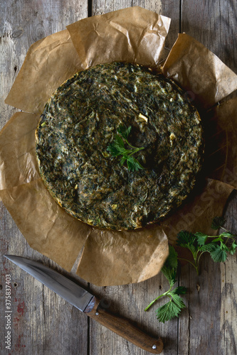 Rich Spring stinging nettle cake photo