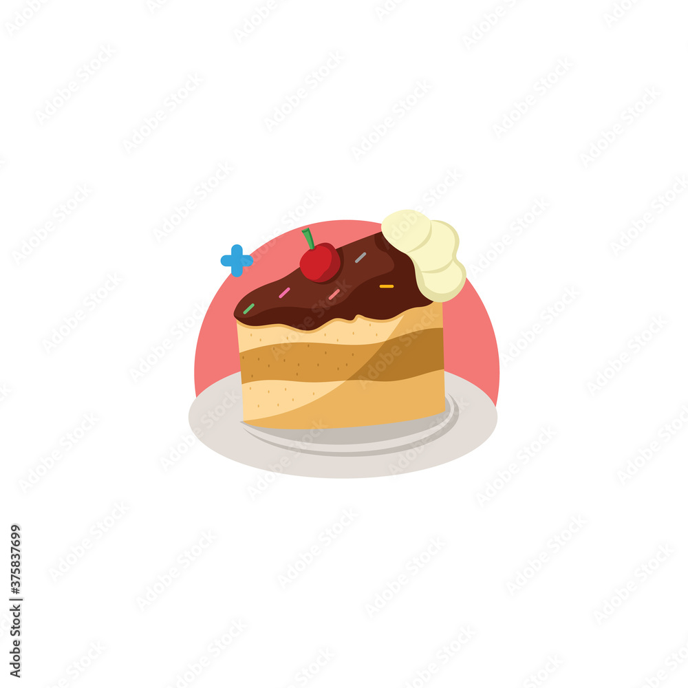 Mood Booster cake in flat design style