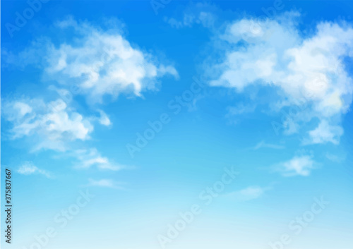 Vector illustration of blue sky in daytime. Hand painted watercolor background. photo