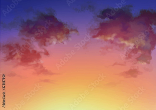 Vector illustration of sky in sunset.