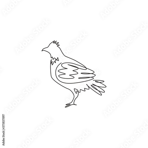 Single one line drawing of adorable grouse bird for foundation logo identity. Shooting bird syndicate mascot concept for tradition icon. Modern continuous line draw graphic design vector illustration