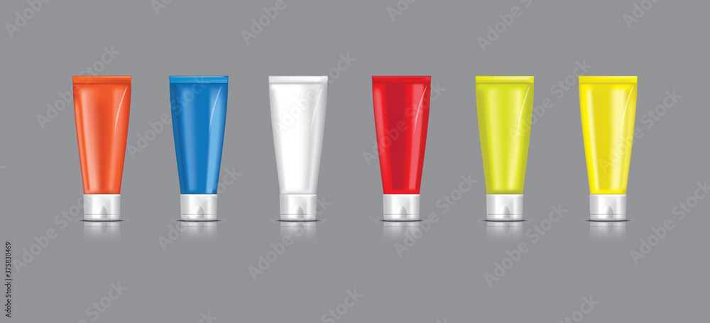 Mock up plastic colorfull on gray background Mock up plastic colorfull on gray background