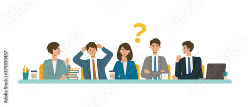 ミーティング、会議をする社会人のイラスト