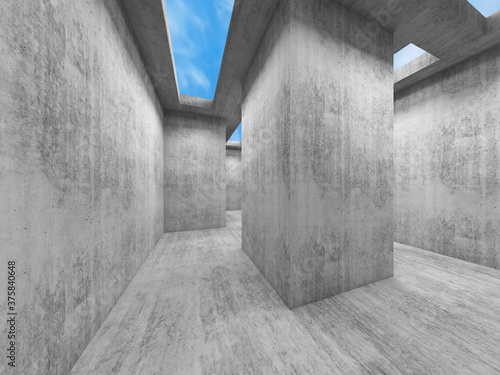 Abstract empty concrete interior, 3 d