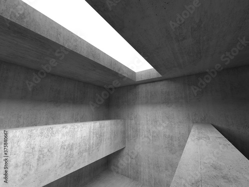 Abstract concrete interior background. Gray walls 3d
