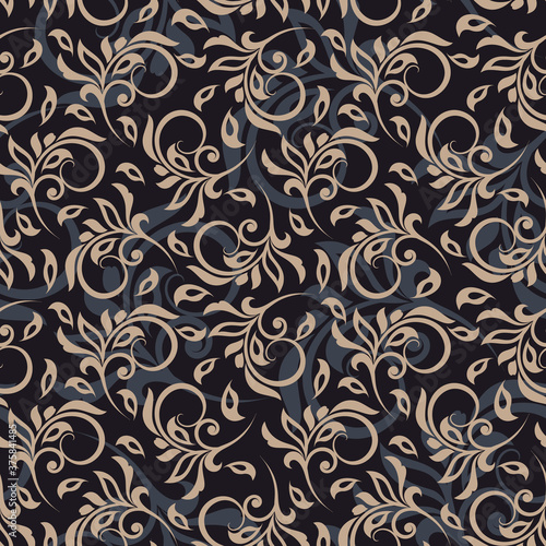 Seamless vintage vector background. Vector floral wallpaper baroque style pattern
