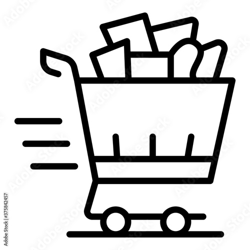 Home delivery shop cart icon. Outline home delivery shop cart vector icon for web design isolated on white background