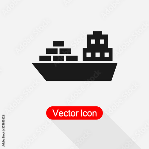 Cargo Ship Icon Vector Illustration Eps10