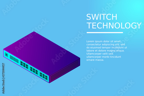 Isometric Switch with Up link Port Vector Illustration