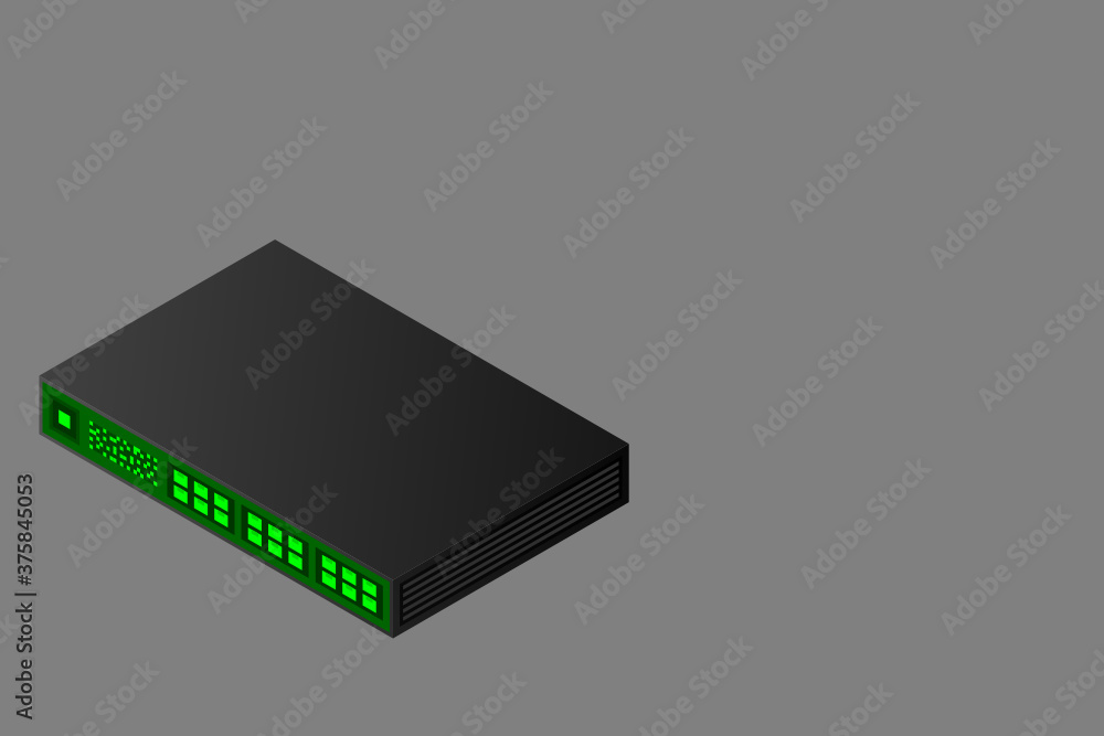 Isometric Switch with Up link Port Vector Illustration Isometric Switch with Up link Port Vector Illustration