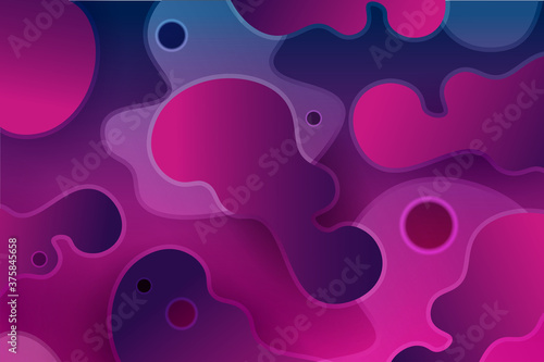 A multicolored composition of a purple hue with oval abstract shapes and circles