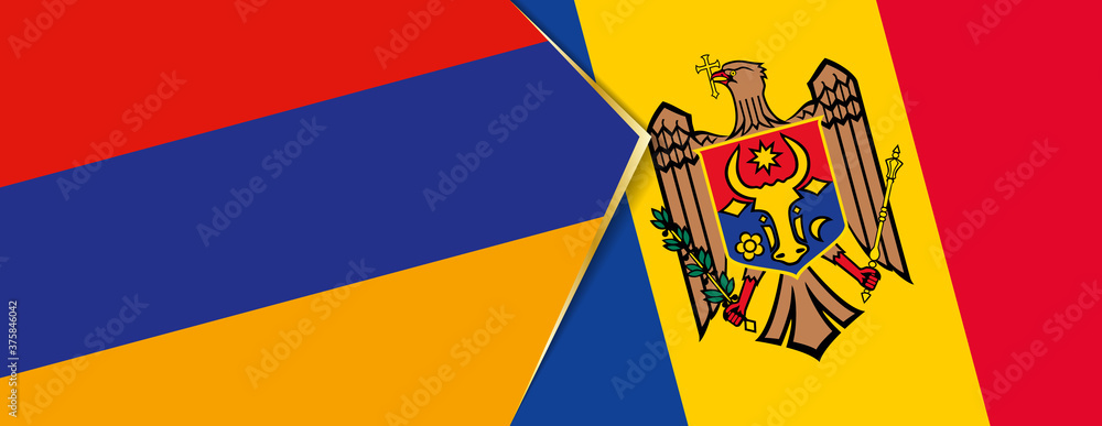 Armenia and Moldova flags, two vector flags.