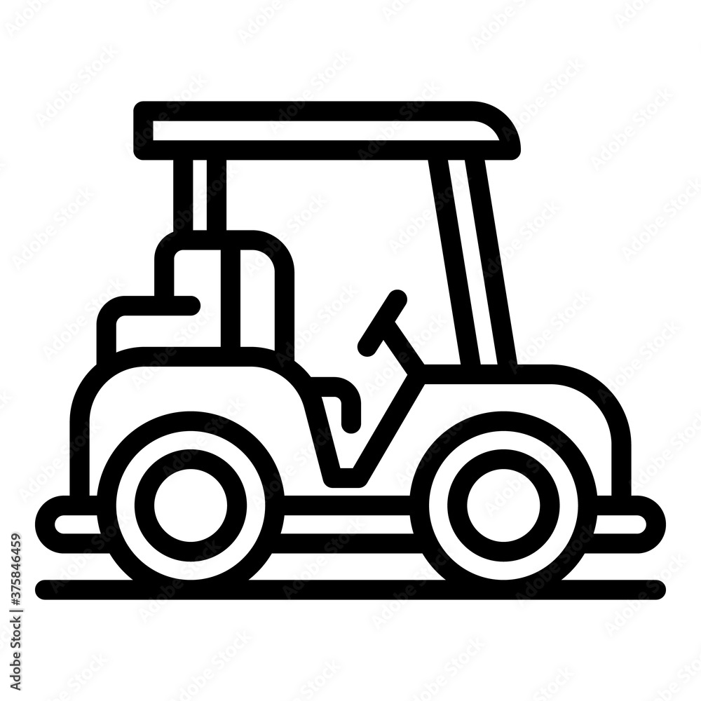 Naklejka premium Electric golf cart icon. Outline electric golf cart vector icon for web design isolated on white background