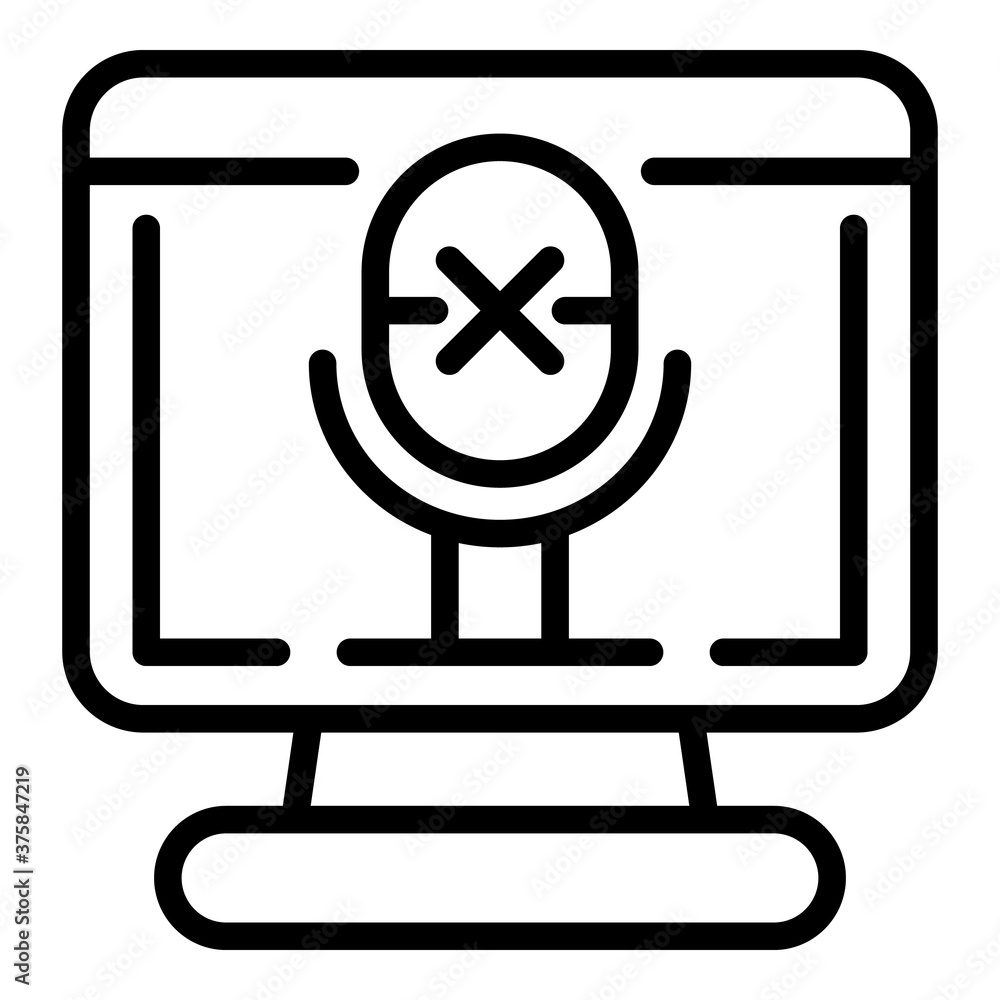 Mute video call icon. Outline mute video call vector icon for web design isolated on white background Mute video call icon. Outline mute video call vector icon for web design isolated on white background