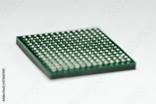 BGA (Ball Grid Array) IC Macro Close-up photo on an Iscolated Background