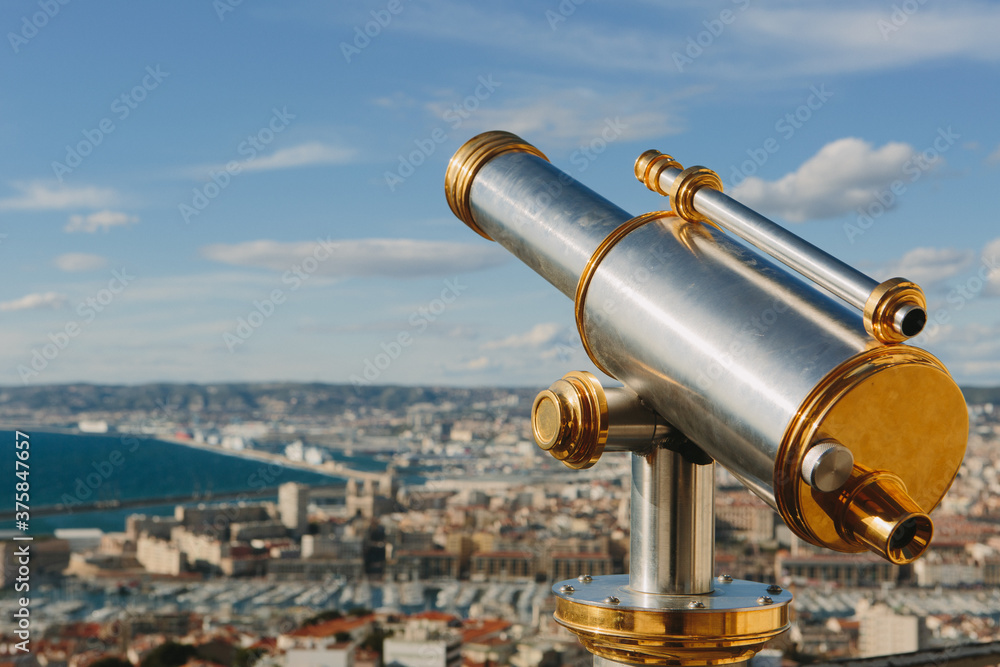 telescope looking out over the harbor in marseille telescope looking out over the harbor in marseille