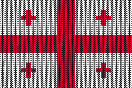 Georgia country flag in knitting background for the winter season