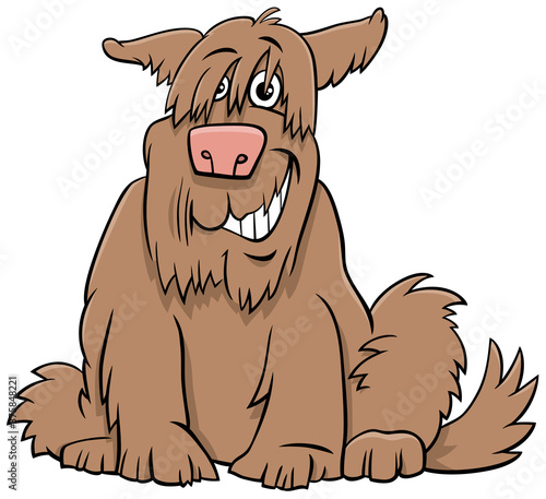 cartoon shaggy sitting dog animal character