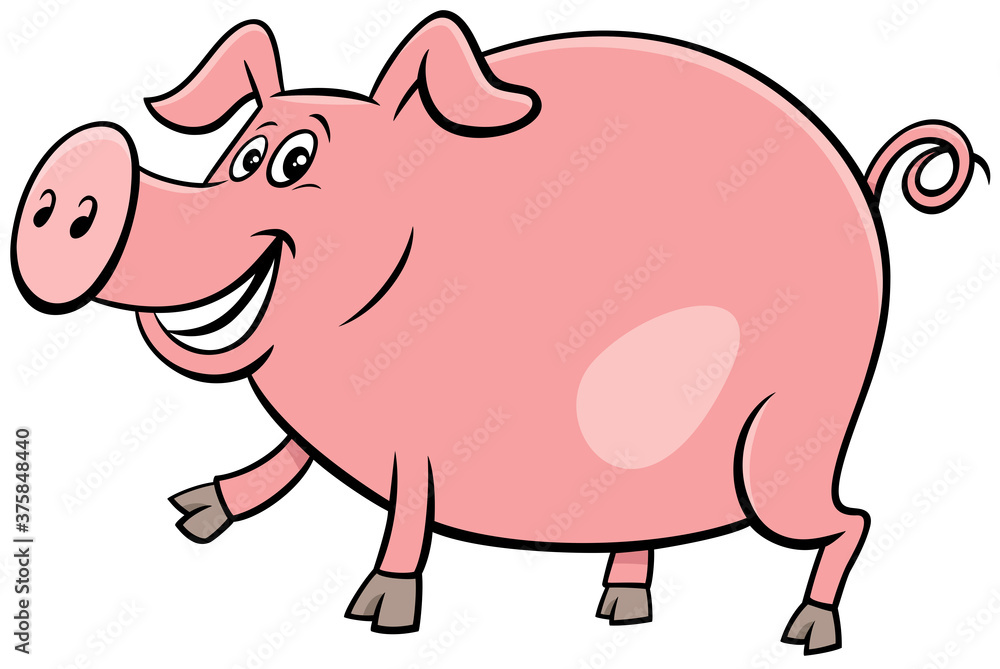 happy pig farm animal character cartoon illustration happy pig farm animal character cartoon illustration